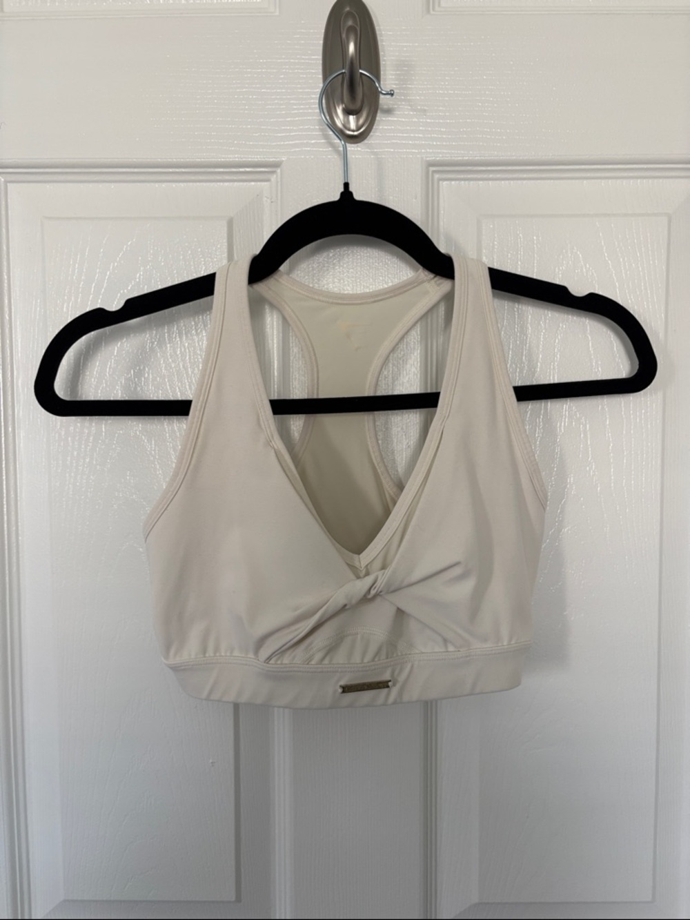Gymshark Whitney Simmons Cream Twist-Front Sports Bra